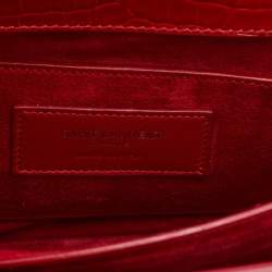 Saint Laurent Red Shiny Croc Embossed Leather Medium Sunset Shoulder Bag