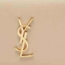 Pre Owned Saint Laurent Nude Leather Monogram Kate Clutch