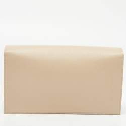 Pre Owned Saint Laurent Nude Leather Monogram Kate Clutch