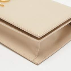 Pre Owned Saint Laurent Nude Leather Monogram Kate Clutch