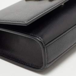 Pre Owned Saint Laurent Black Leather Small Monogram Kate Chain Bag