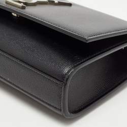 Pre Owned Saint Laurent Black Leather Small Monogram Kate Chain Bag
