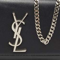 Pre Owned Saint Laurent Black Leather Small Monogram Kate Chain Bag
