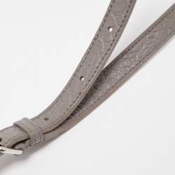 Pre Owned Saint Laurent Grey Croc Embossed Leather Nano Classic Sac De Jour Tote