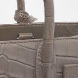 Pre Owned Saint Laurent Grey Croc Embossed Leather Nano Classic Sac De Jour Tote