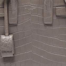 Pre Owned Saint Laurent Grey Croc Embossed Leather Nano Classic Sac De Jour Tote