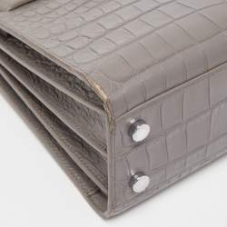 Pre Owned Saint Laurent Grey Croc Embossed Leather Nano Classic Sac De Jour Tote