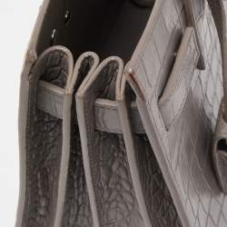 Pre Owned Saint Laurent Grey Croc Embossed Leather Nano Classic Sac De Jour Tote