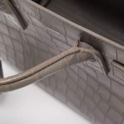 Pre Owned Saint Laurent Grey Croc Embossed Leather Nano Classic Sac De Jour Tote