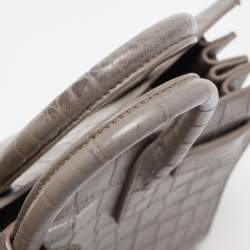 Pre Owned Saint Laurent Grey Croc Embossed Leather Nano Classic Sac De Jour Tote
