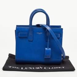 Pre Owned Saint Laurent Blue Leather Nano Classic Sac De Jour Tote