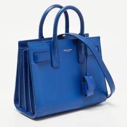 Pre Owned Saint Laurent Blue Leather Nano Classic Sac De Jour Tote