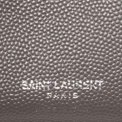 Saint Laurent Grey Matelasse Leather Monogram Compact Zip Wallet