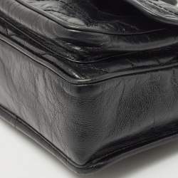 Pre Owned Saint Laurent Black Crinkled Leather Baby Niki Shoulder Bag