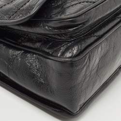 Pre Owned Saint Laurent Black Crinkled Leather Baby Niki Shoulder Bag