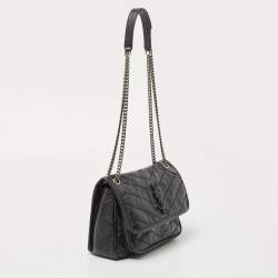 Pre Owned Saint Laurent Black Crinkled Leather Baby Niki Shoulder Bag