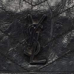 Pre Owned Saint Laurent Black Crinkled Leather Baby Niki Shoulder Bag
