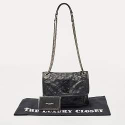 Pre Owned Saint Laurent Black Crinkled Leather Baby Niki Shoulder Bag