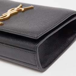 Pre Owned Saint Laurent Black Leather Monogram Kate Chain Bag