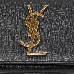 Pre Owned Saint Laurent Black Leather Monogram Kate Chain Bag
