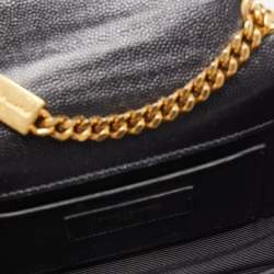 Pre Owned Saint Laurent Black Leather Monogram Kate Chain Bag