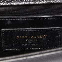 Pre Owned Saint Laurent Black Leather Monogram Kate Chain Bag