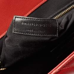 Saint Laurent Red Matelassé Leather Large Monogram Envelope Shoulder Bag