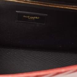 Saint Laurent Red Matelassé Leather Large Monogram Envelope Shoulder Bag