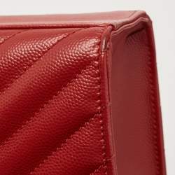 Saint Laurent Red Matelassé Leather Large Monogram Envelope Shoulder Bag