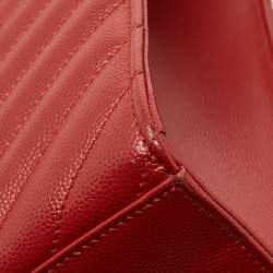 Saint Laurent Red Matelassé Leather Large Monogram Envelope Shoulder Bag