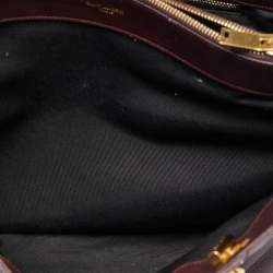 Pre Owned Saint Laurent Burgundy Matelassé Leather Monogram Shopper Tote