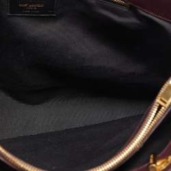 Pre Owned Saint Laurent Burgundy Matelassé Leather Monogram Shopper Tote