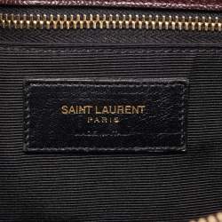 Pre Owned Saint Laurent Burgundy Matelassé Leather Monogram Shopper Tote