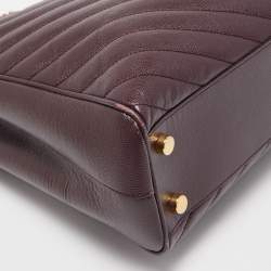 Pre Owned Saint Laurent Burgundy Matelassé Leather Monogram Shopper Tote