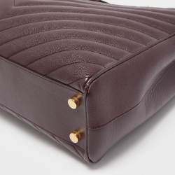 Pre Owned Saint Laurent Burgundy Matelassé Leather Monogram Shopper Tote