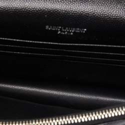 Pre Owned Saint Laurent Black Leather Cassandre Chain Clutch