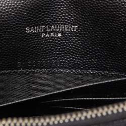 Pre Owned Saint Laurent Black Leather Cassandre Chain Clutch