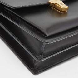 Saint Laurent Black Leather Medium High School Top Handle Bag