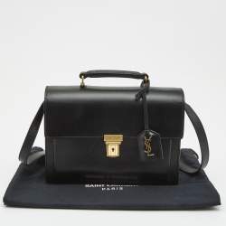 Saint Laurent Black Leather Medium High School Top Handle Bag