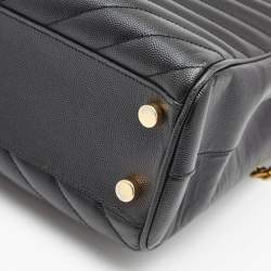 Pre Owned Saint Laurent Black Matelasse Leather Cassandre Shopper Tote