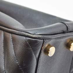 Pre Owned Saint Laurent Black Matelasse Leather Cassandre Shopper Tote