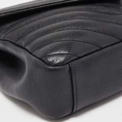 Saint Laurent Black Matelassé Leather Medium College Top Handle Bag