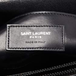 Saint Laurent Black Matelassé Leather Medium College Top Handle Bag