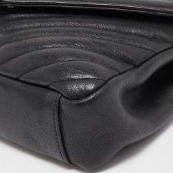 Saint Laurent Black Matelassé Leather Medium College Top Handle Bag