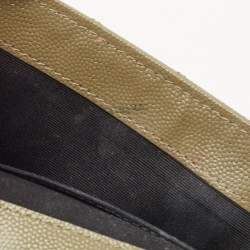 Pre Owned Saint Laurent Olive Green Mix Matelassé Leather Envelope Flap Clutch