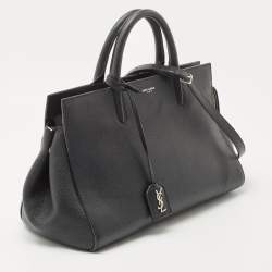 Pre Owned Saint Laurent Black Leather Small Cabas Rive Gauche Tote