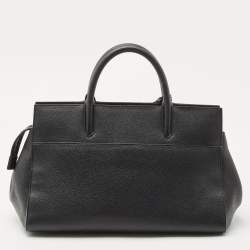 Pre Owned Saint Laurent Black Leather Small Cabas Rive Gauche Tote