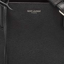 Pre Owned Saint Laurent Black Leather Small Cabas Rive Gauche Tote