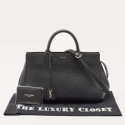 Pre Owned Saint Laurent Black Leather Small Cabas Rive Gauche Tote