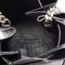 Pre Owned Saint Laurent Black Croc Embossed Leather Mini Emmanuelle Bucket Bag